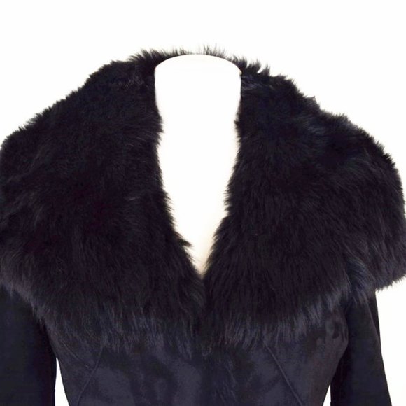 Designer Christina Perrin Black Shearling Jacket - Picture 8 of 10